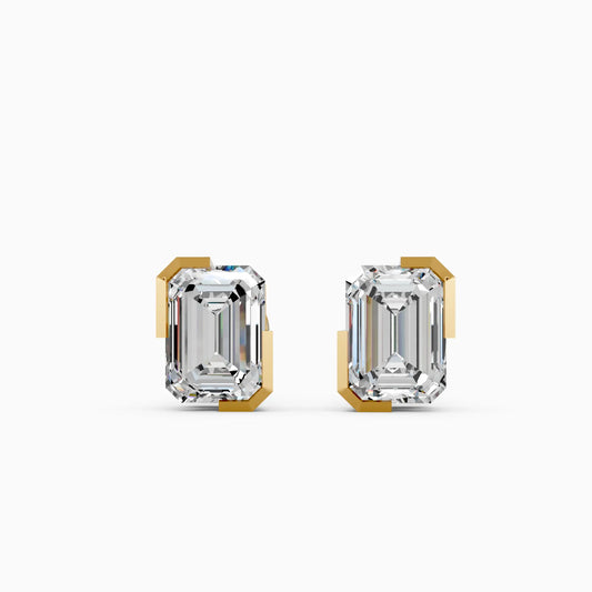 Emerald-Cut Solitaire Lab-Grown Diamond Stud Earrings