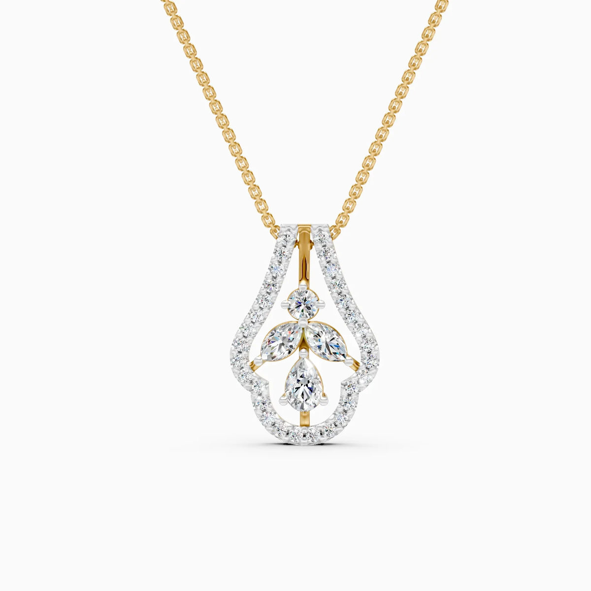 Designer Floral Lab Grown Diamond Pendant Necklace