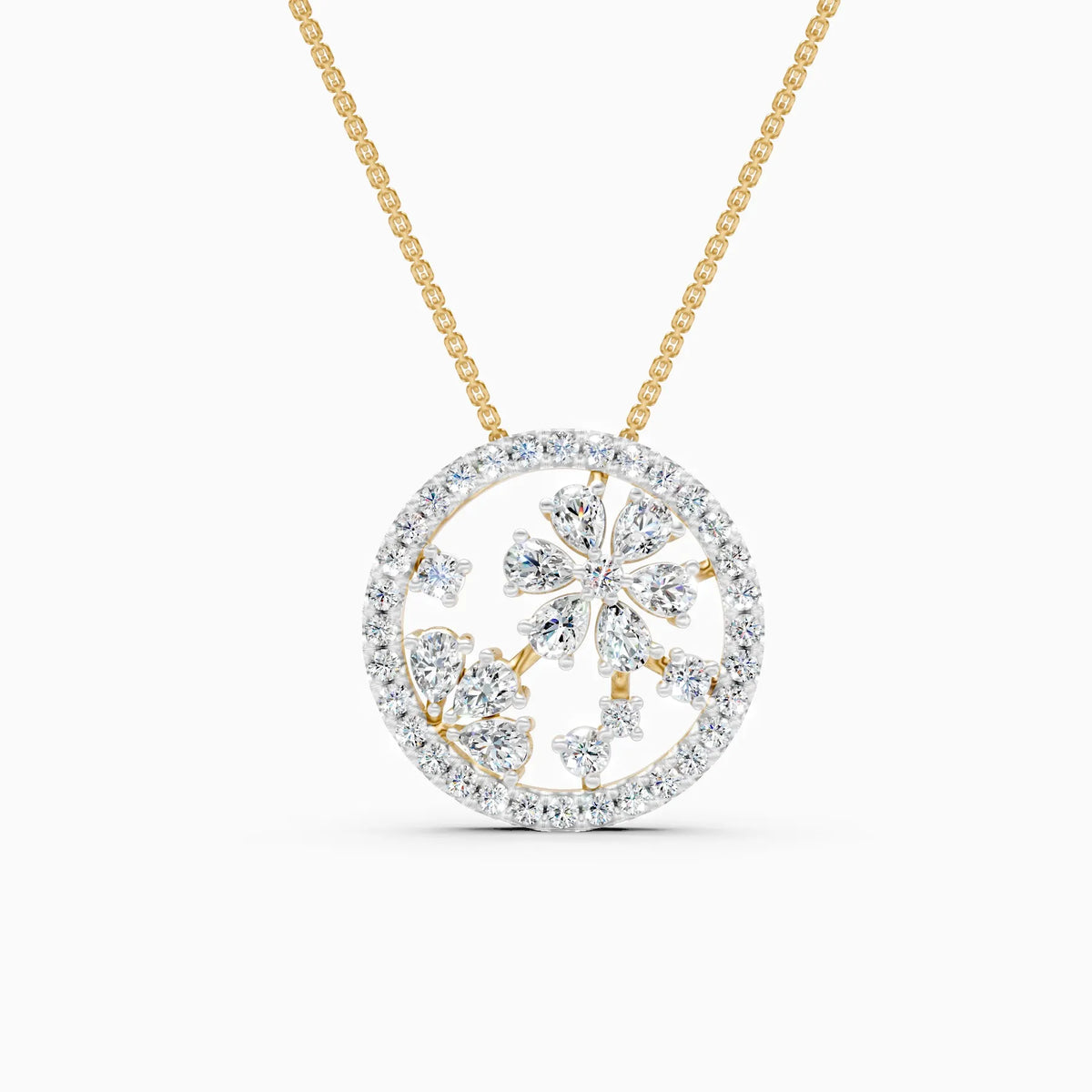 Lab Grown Diamond Floral Pendant Necklace